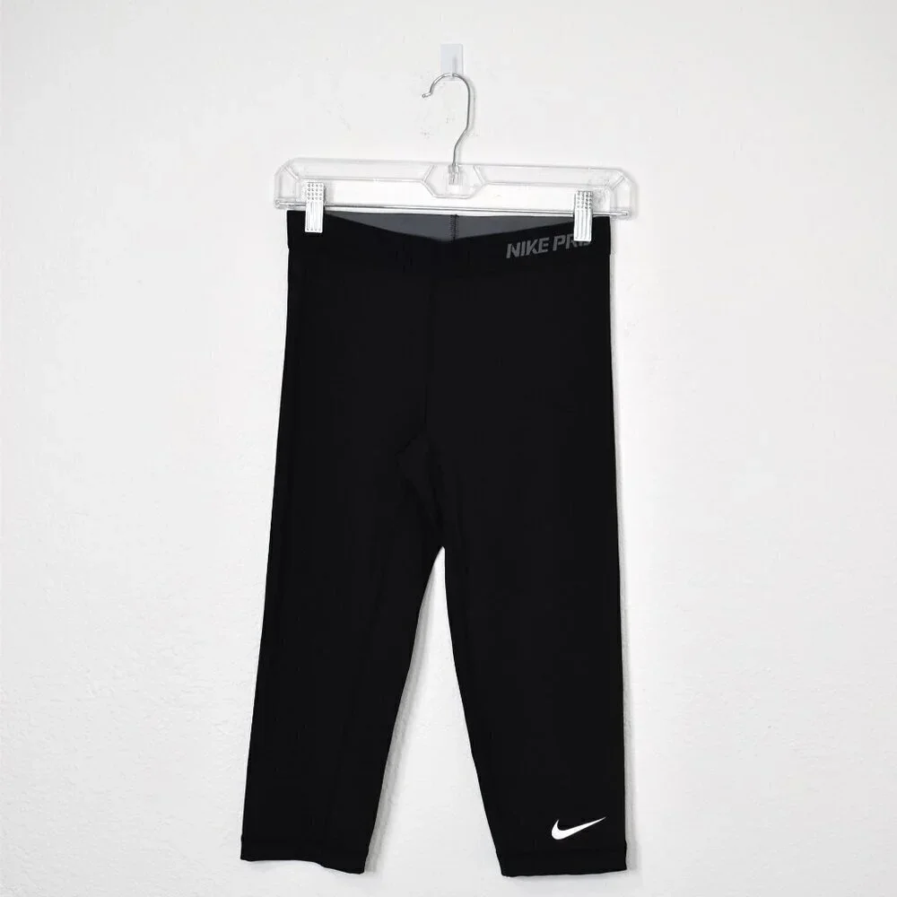 Nike Pro Dri Fit Crop Leggings Sz S Low Rise Sporty Workout Gym Athleisure Black